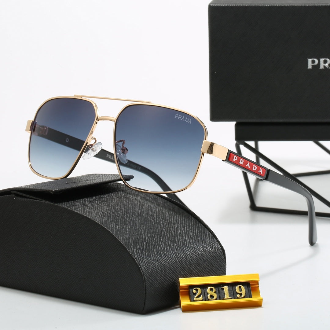 Square Double Bridge Metal Sunglasses