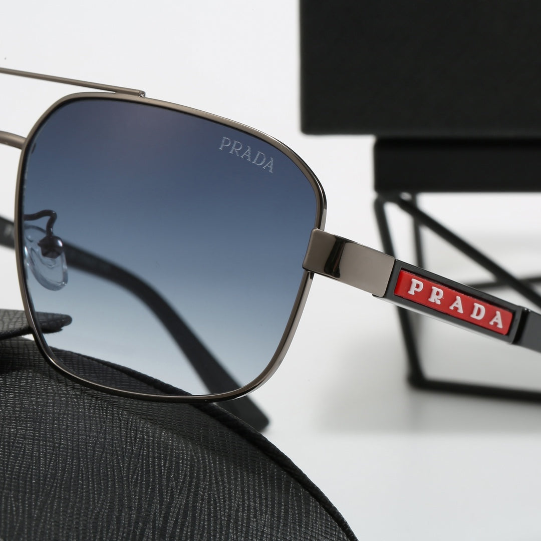 Square Double Bridge Metal Sunglasses