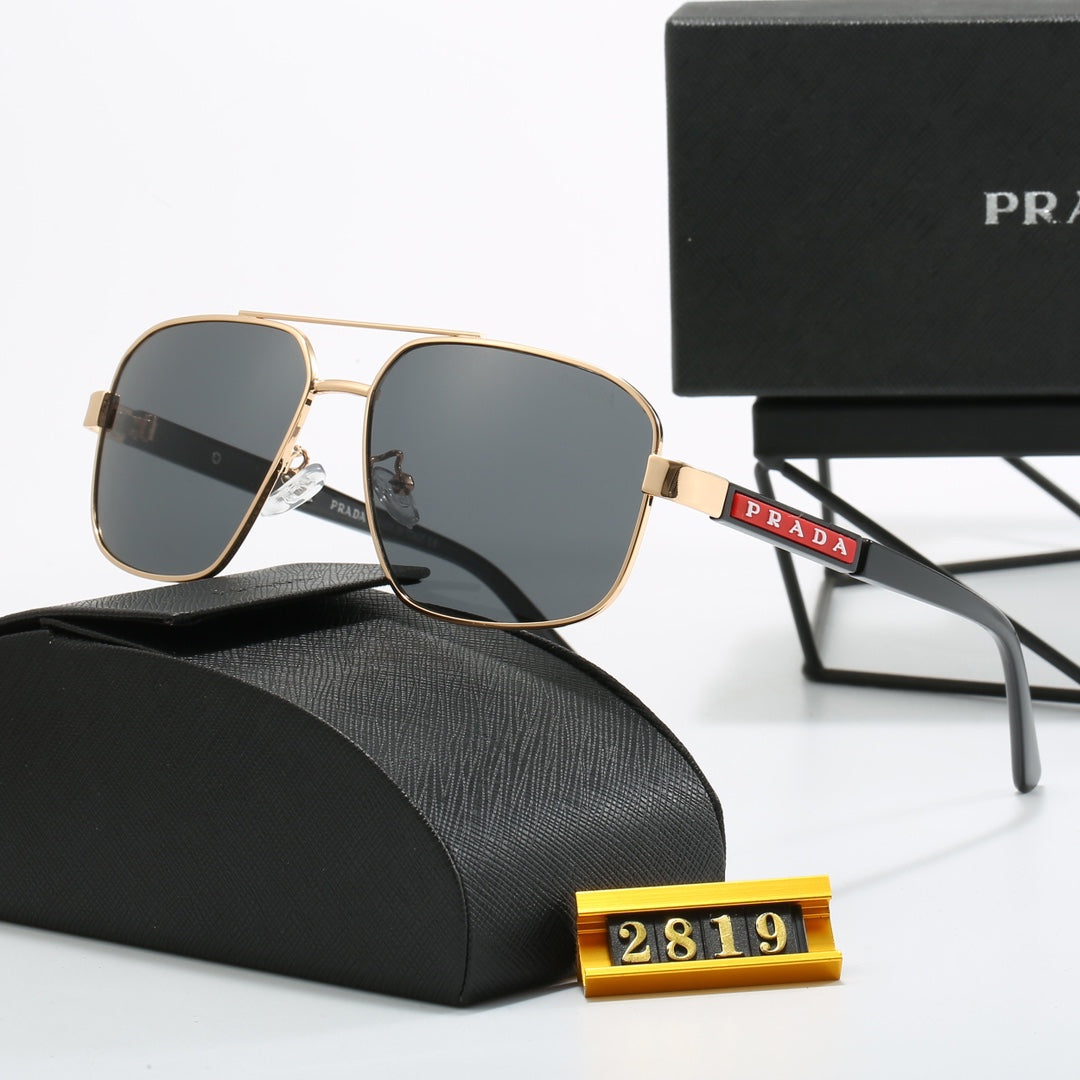 Square Double Bridge Metal Sunglasses