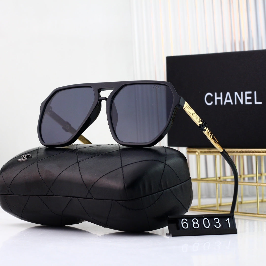 Fashion Letter Logo Large Frame Metal Sunglasses