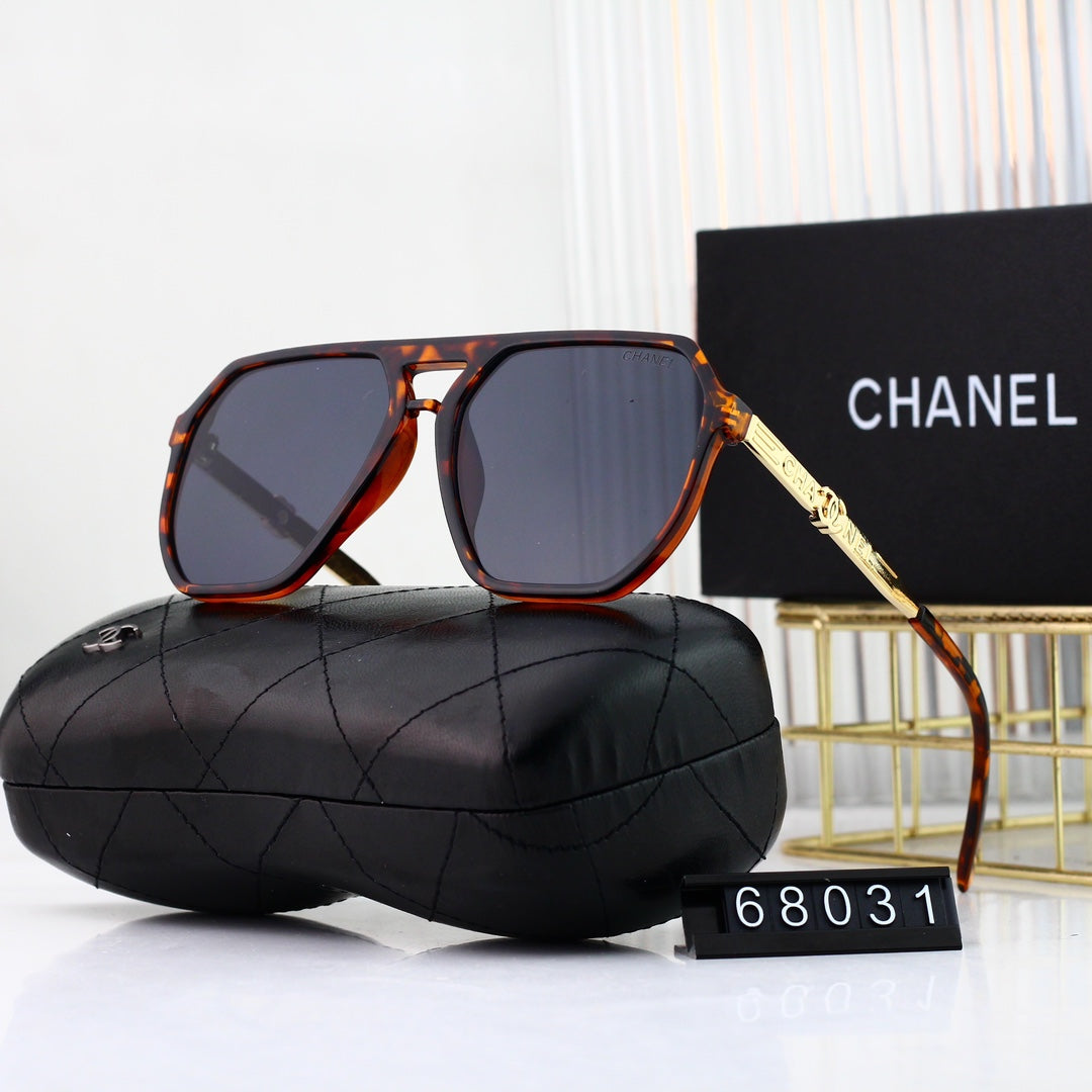 Fashion Letter Logo Large Frame Metal Sunglasses