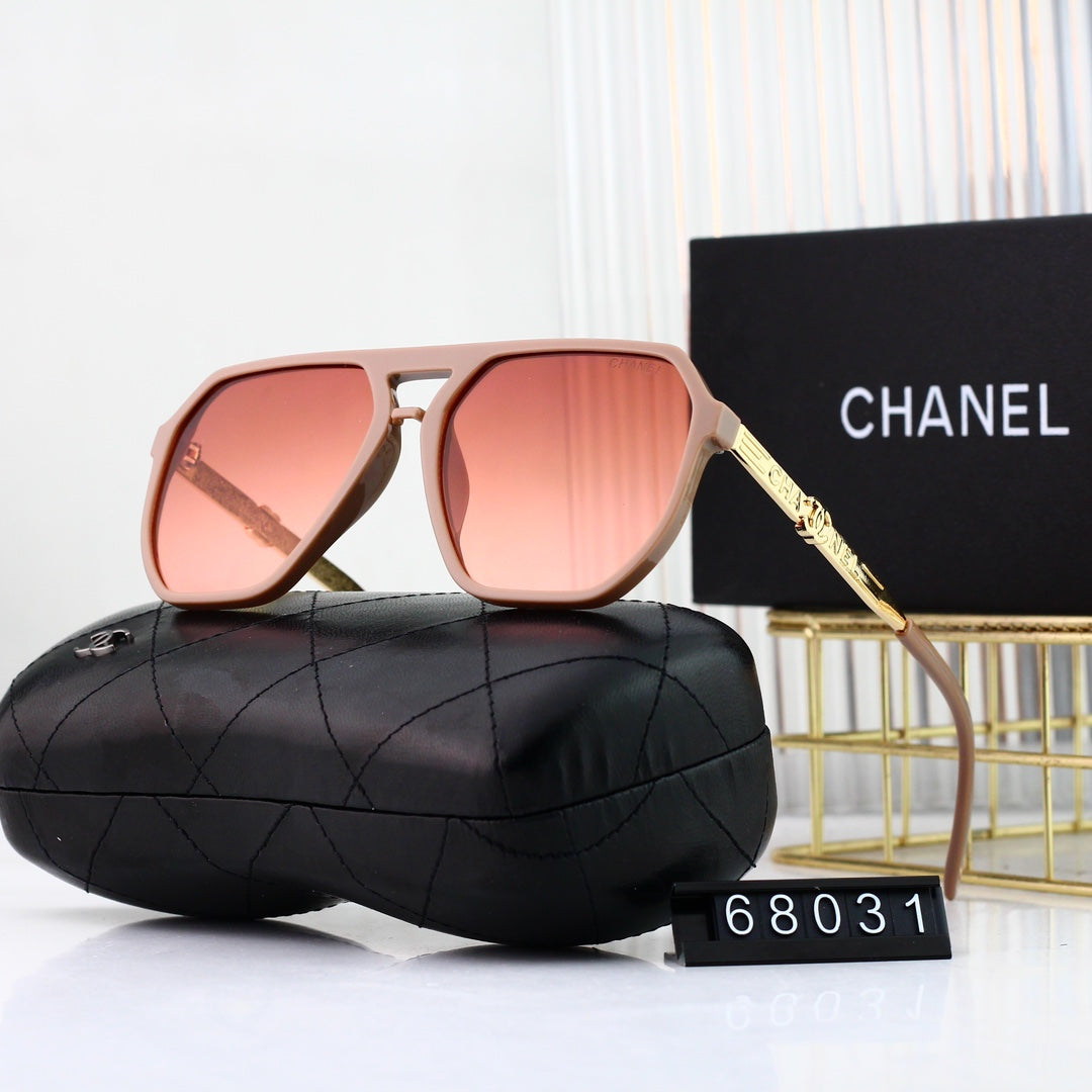 Fashion Letter Logo Large Frame Metal Sunglasses