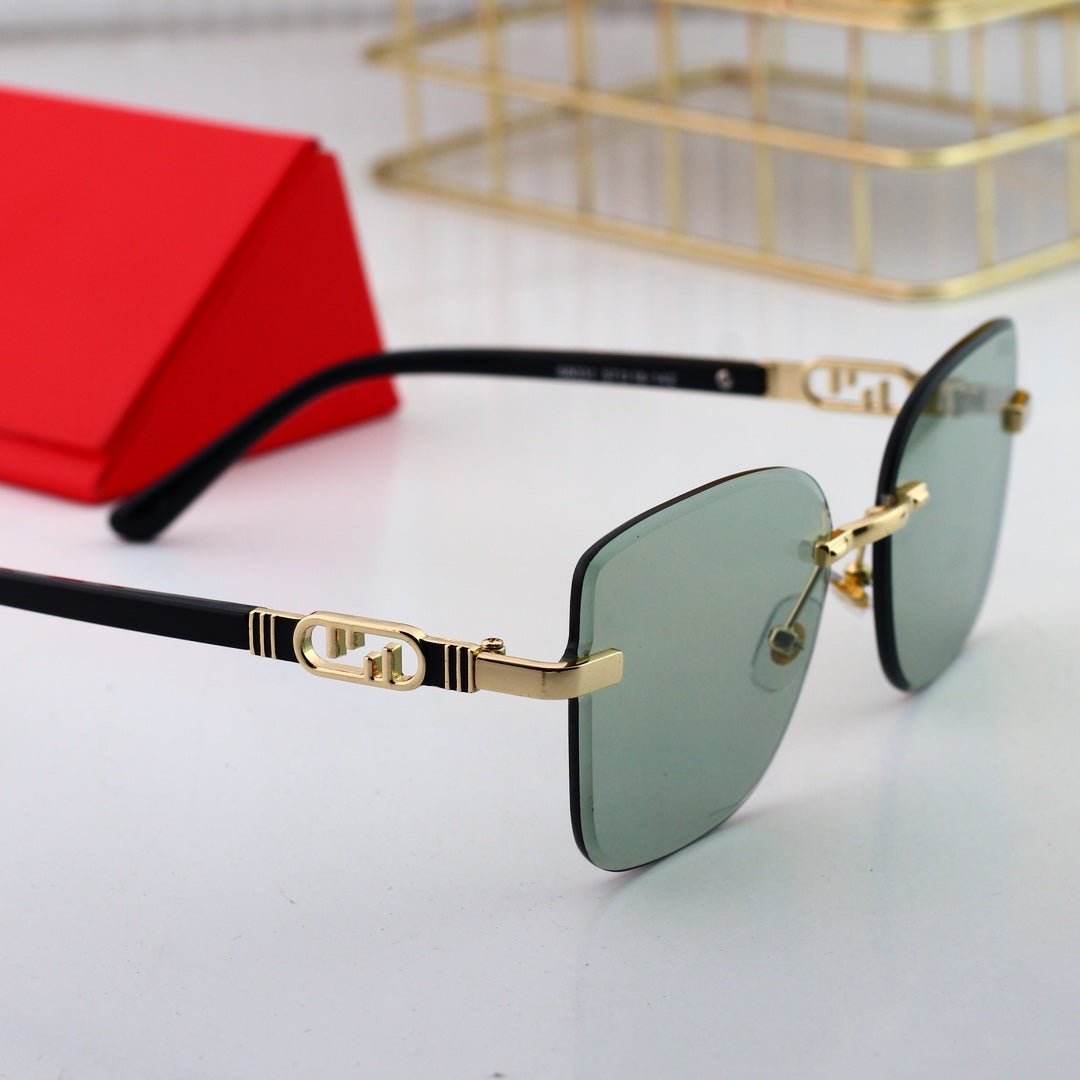 Fashionable Metal Interlocking F Frame Sunglasses